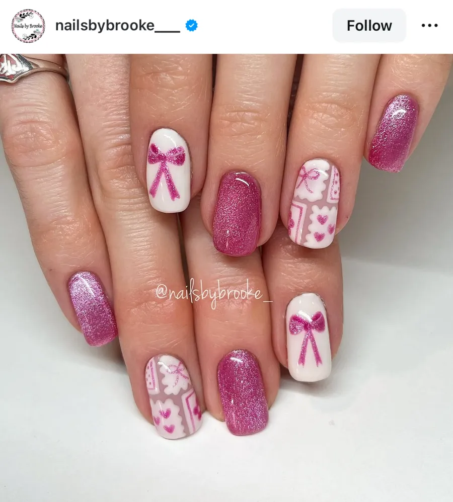 pink Christmas nails