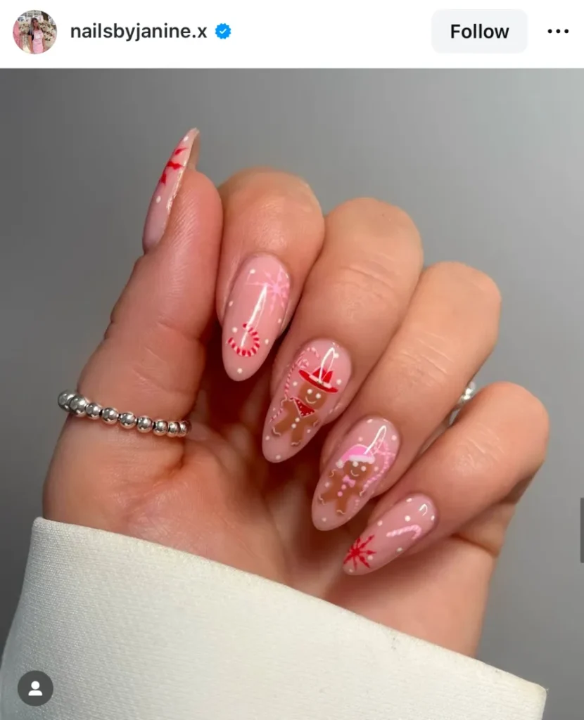 pink Christmas nails