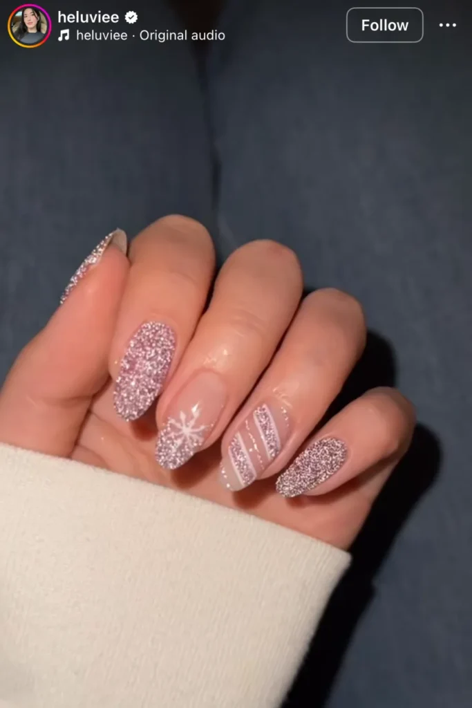 pink Christmas nails