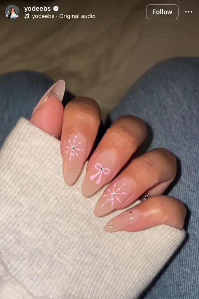 pink Christmas nails
