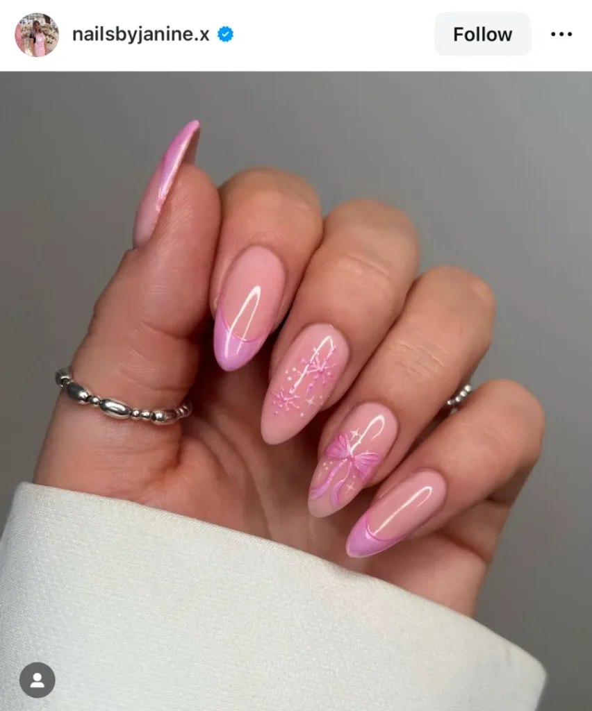 pink Christmas nails