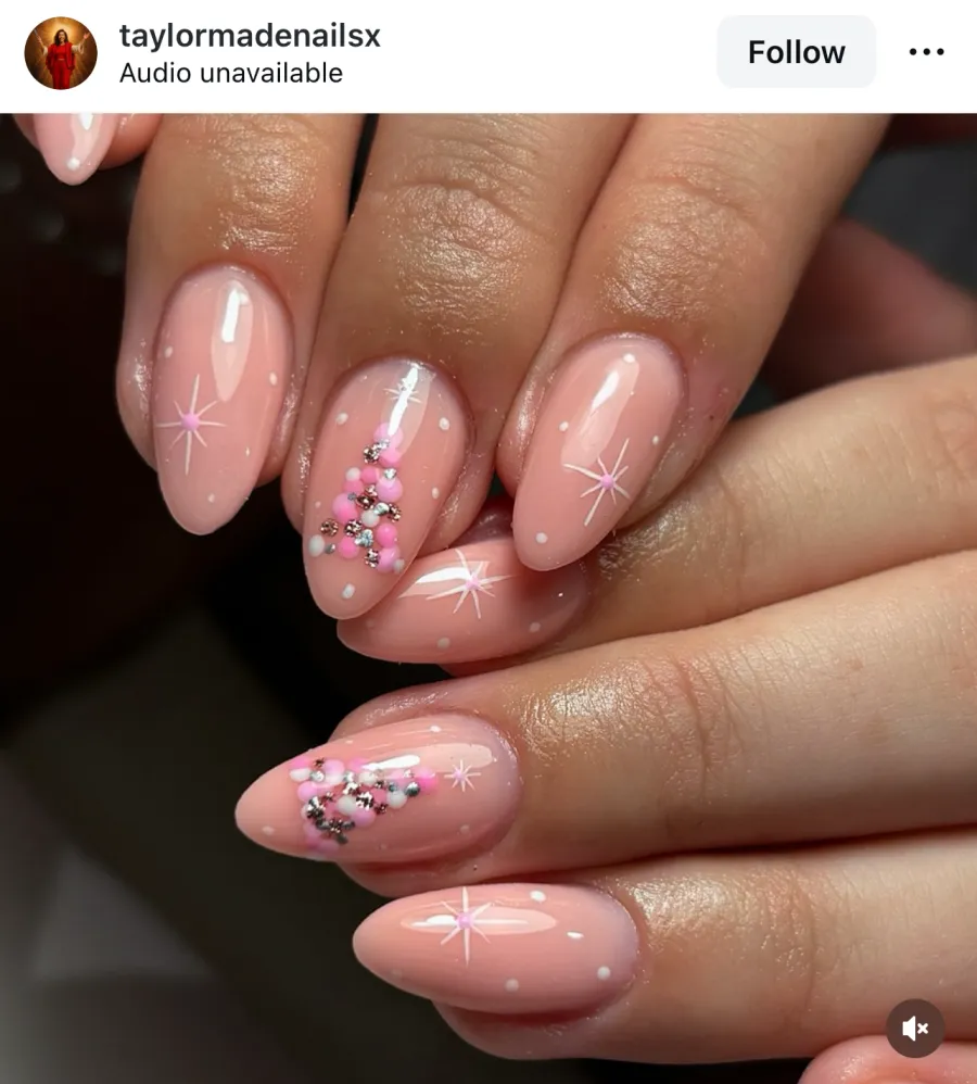 pink Christmas nails