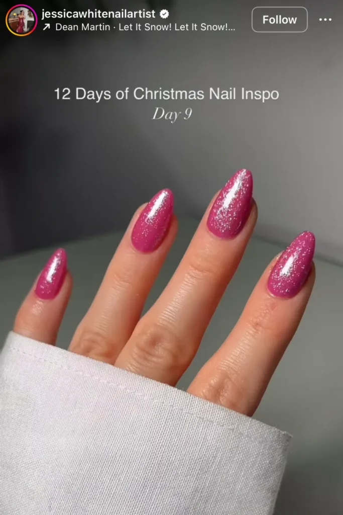pink Christmas nails