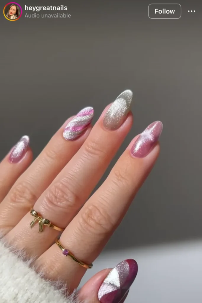 pink Christmas nails