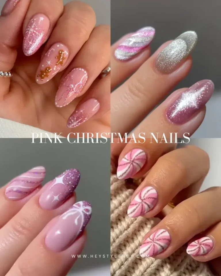 pink Christmas nails