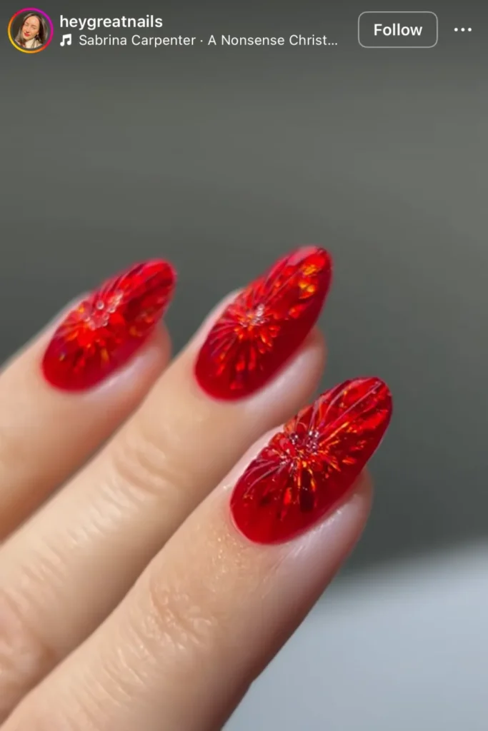 red Christmas nails