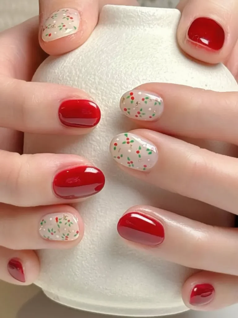 red Christmas nails