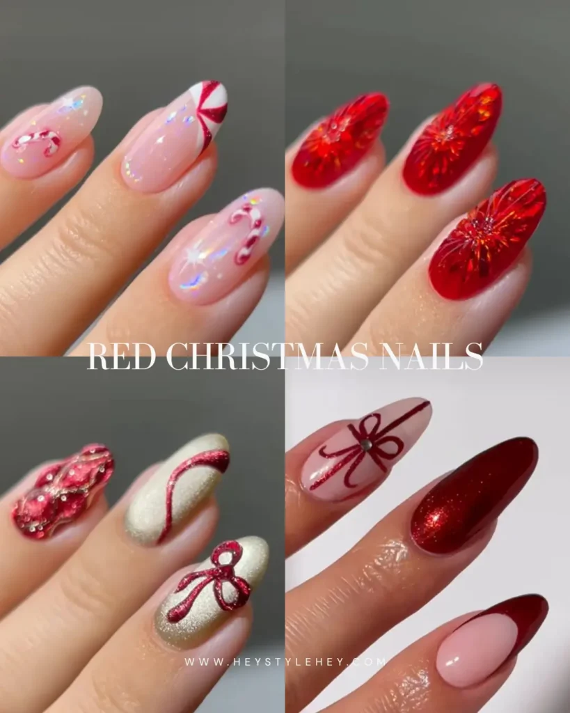 red Christmas nails