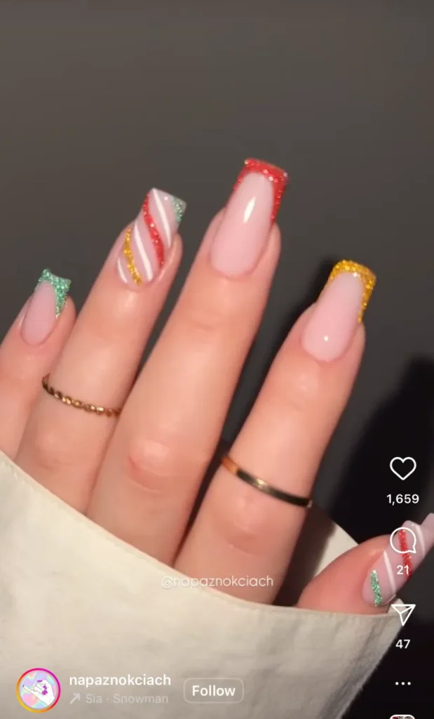 winter glitter nails