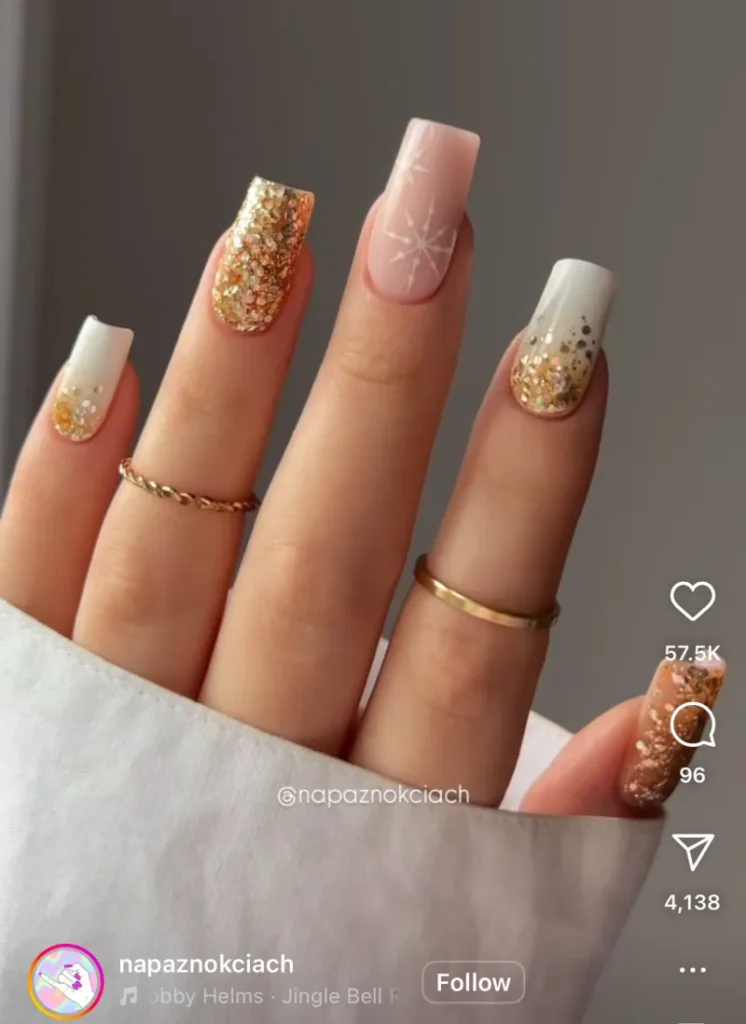 winter glitter nails