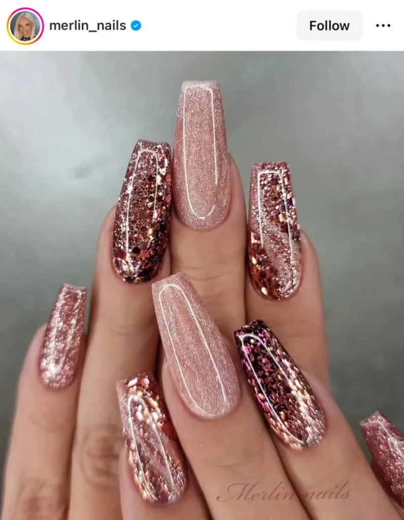 winter glitter nails