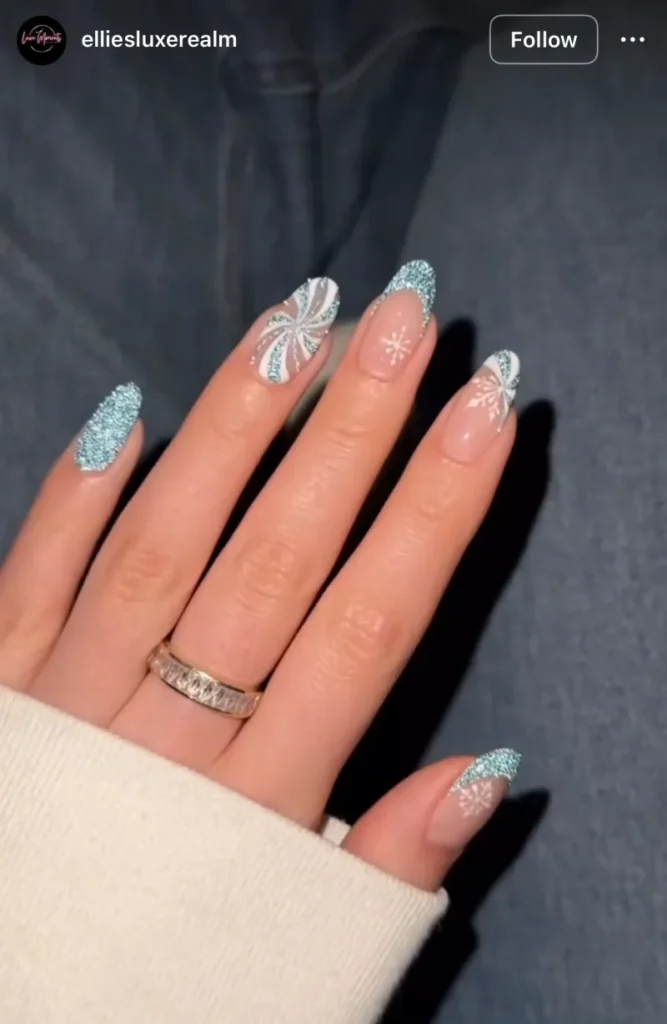 winter glitter nails