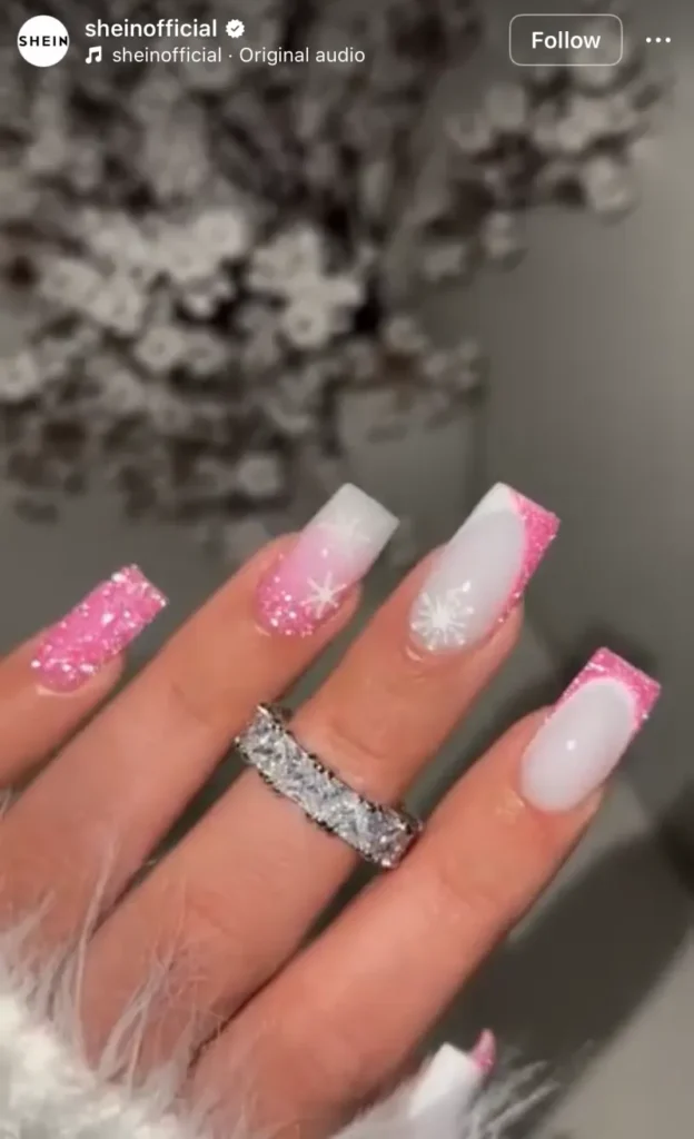 winter glitter nails