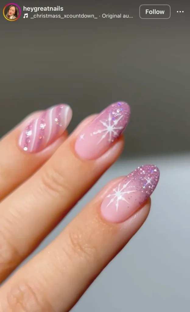 winter glitter nails