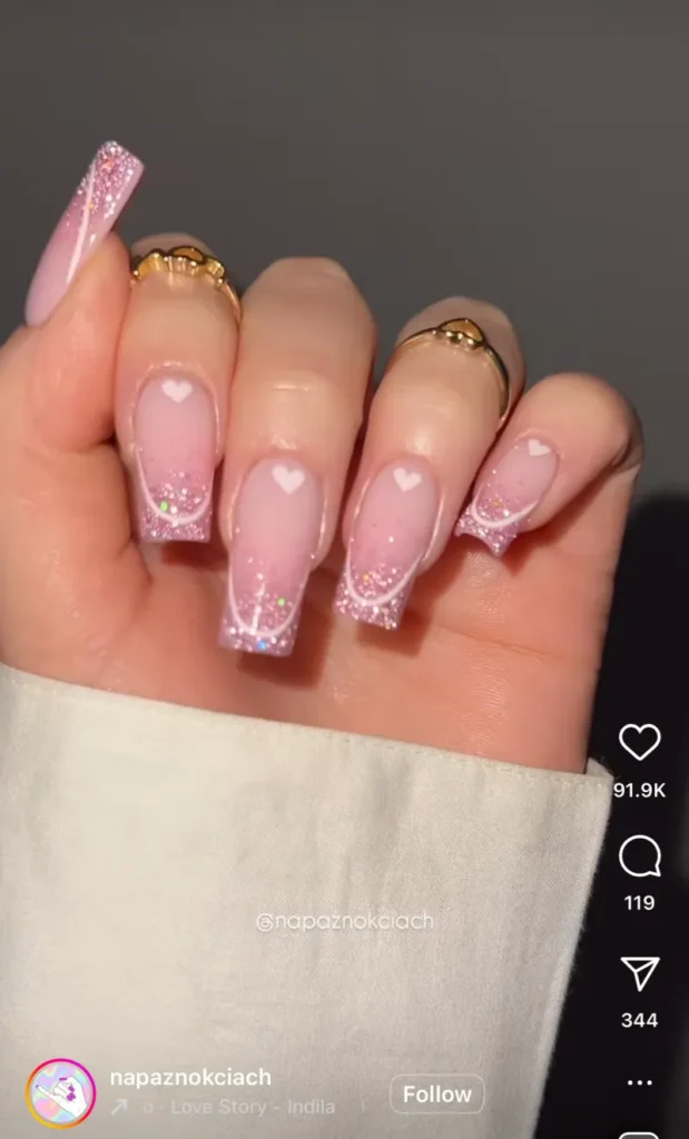 winter glitter nails