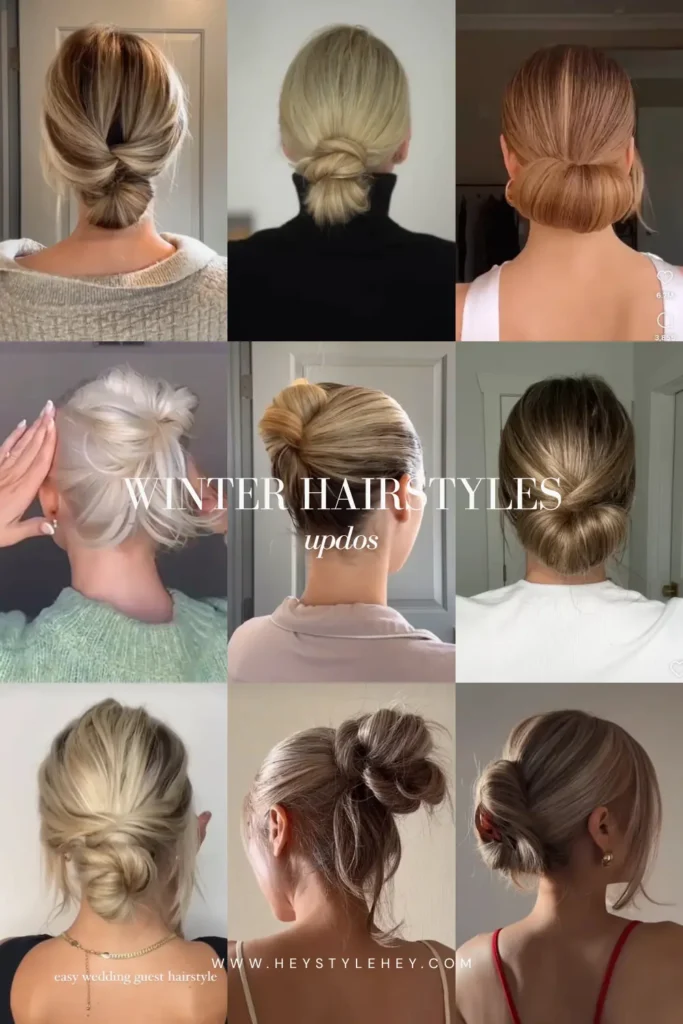 winter hairstyles for long hair - updos