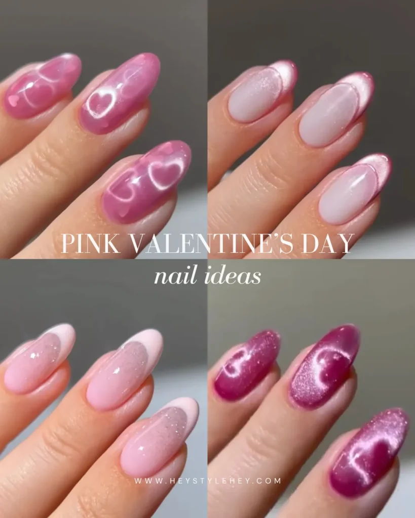 pink valentines day nails