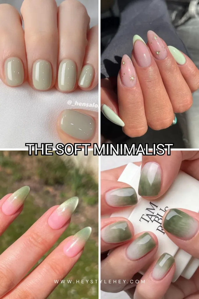 green nails - soft minimalist