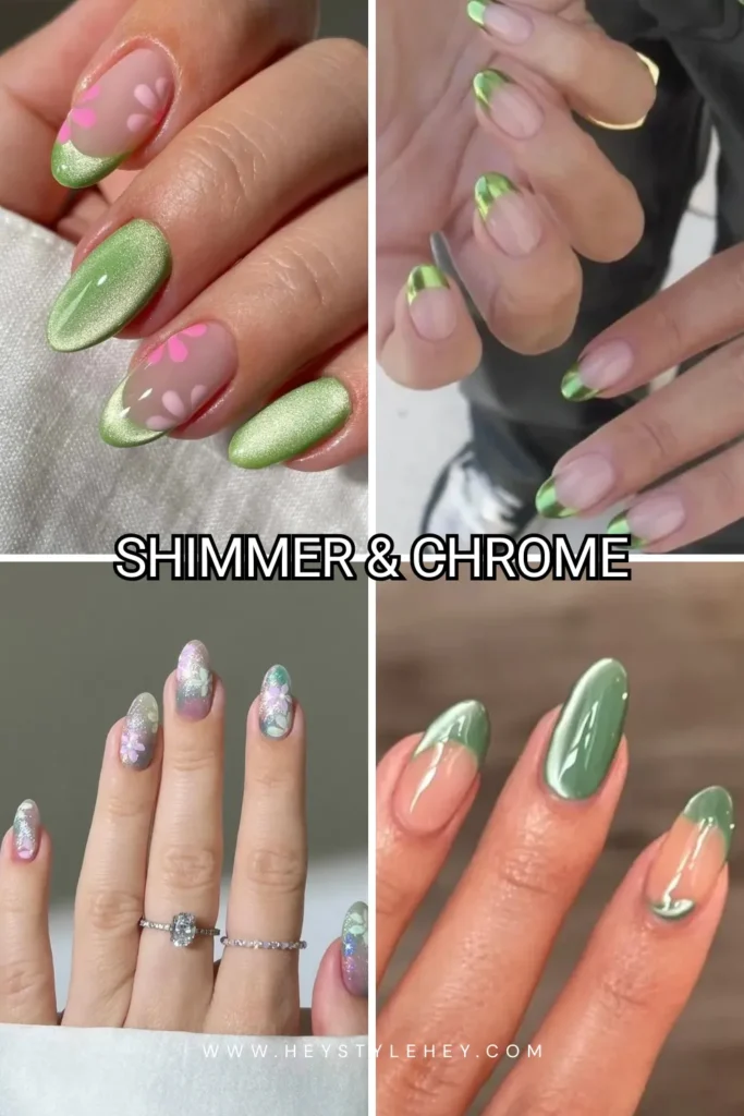 march nails - shimmer and chrome