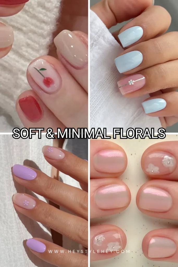 spring floral nails - soft and minimal