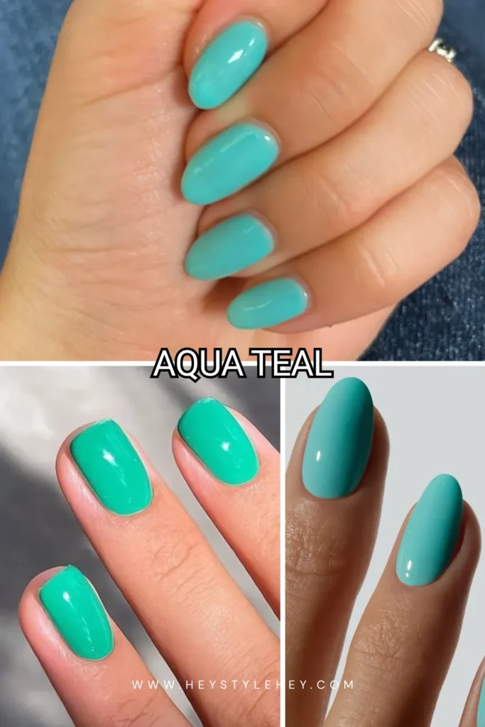 spring nail colors - aqua teal
