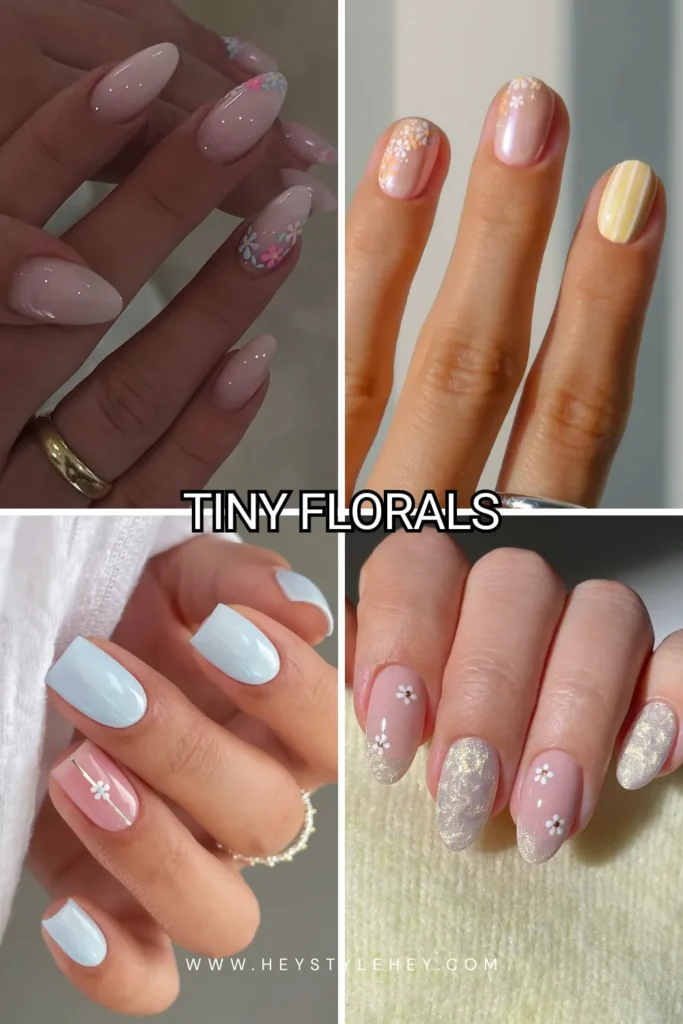 spring nails - tiny florals