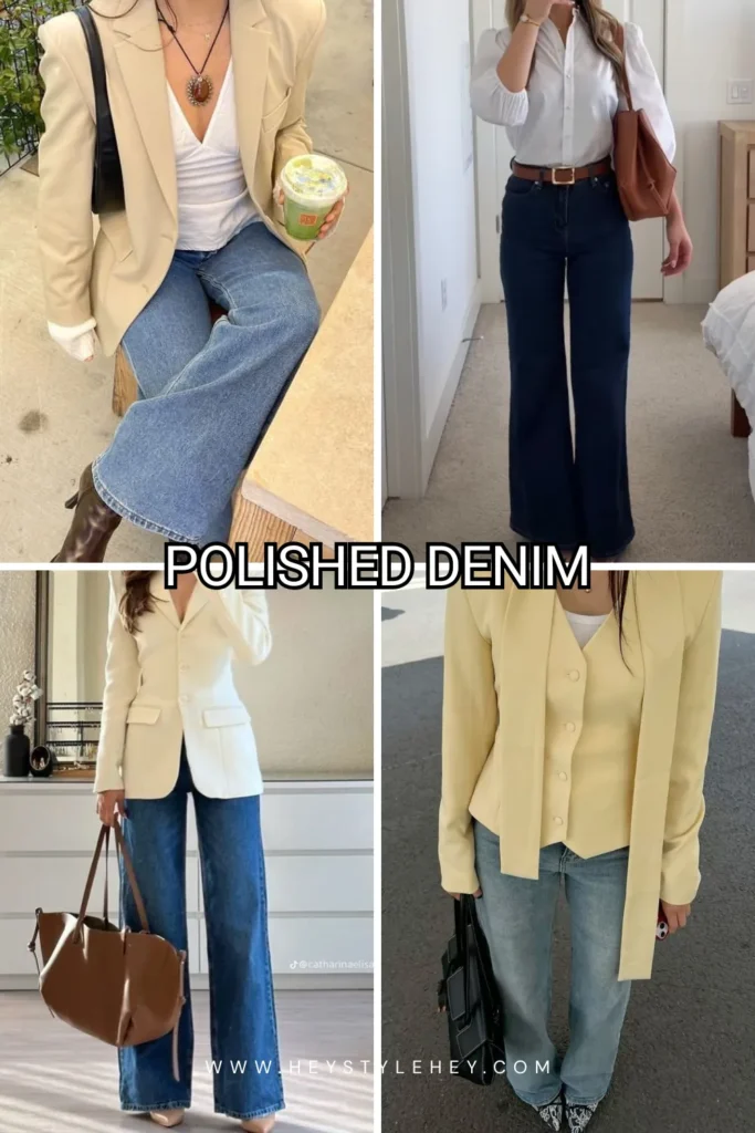 spring work outfits - polished denim