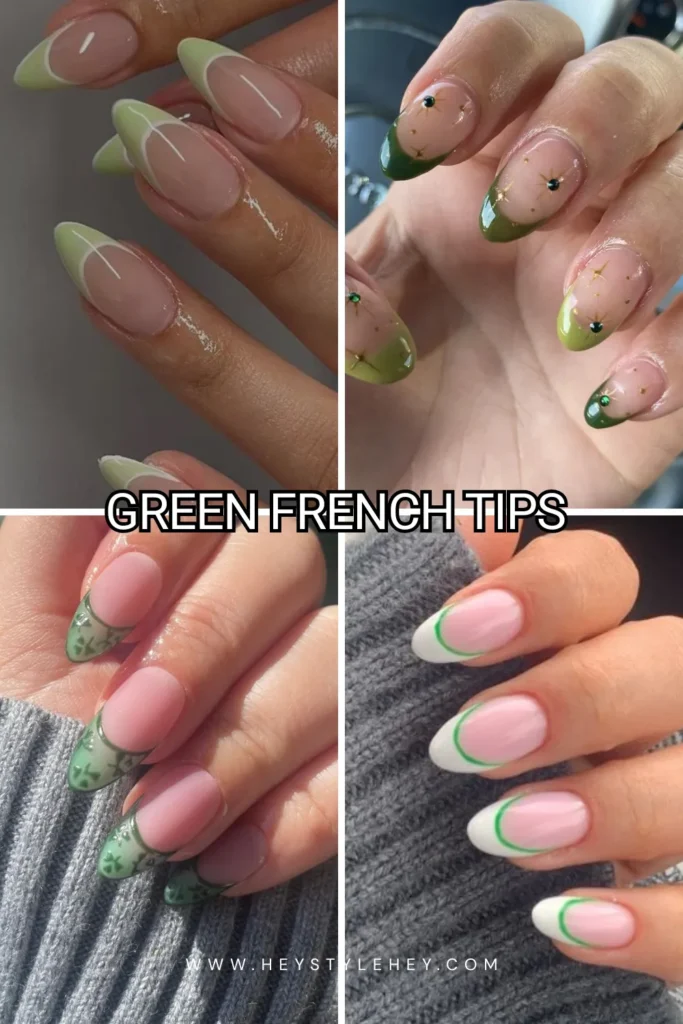 st. patricks day nails - green French tips