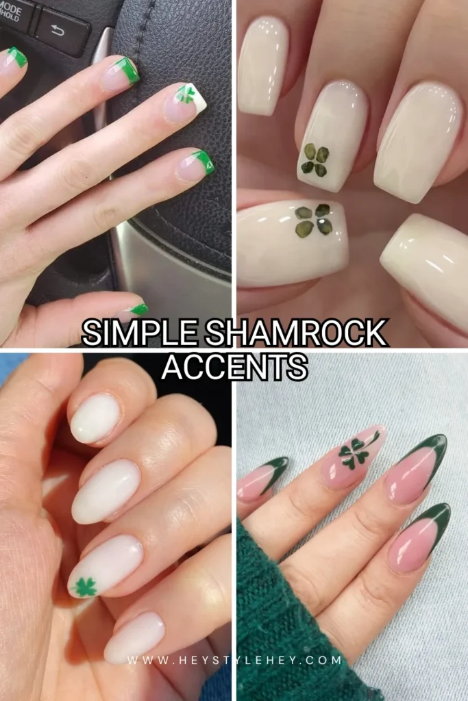 st. patricks day nails - simple shamrock accents