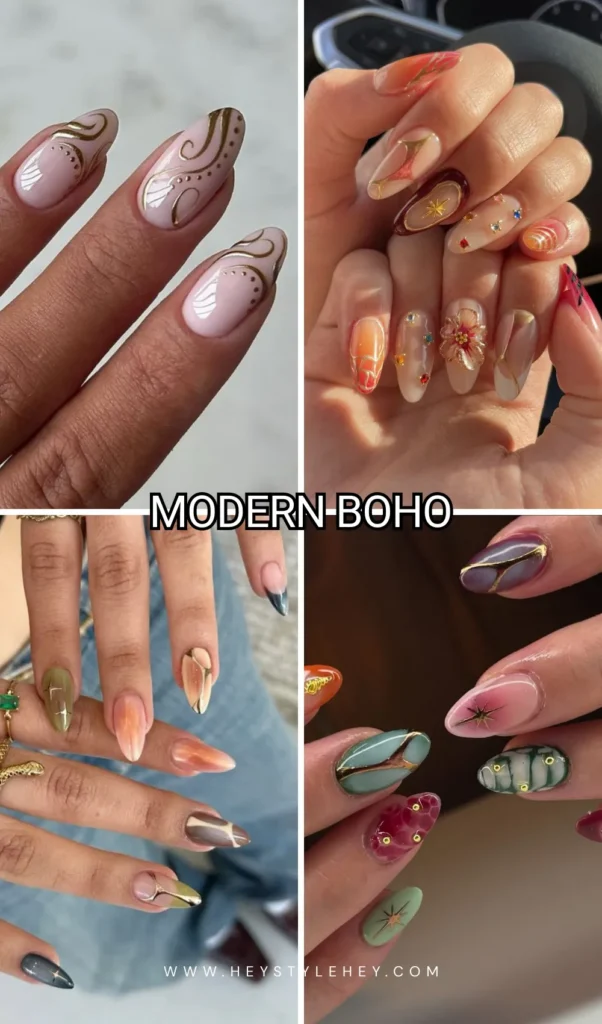 Coachella nails - modern boho