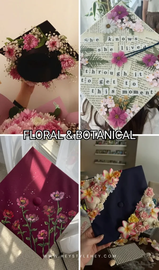 graduation cap designs - floral