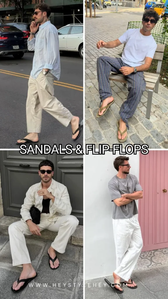 mens summer 2026 fashion trends - sandals & flip flops