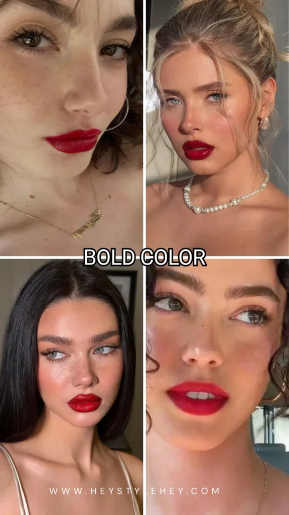 summer 2026 makeup trends - bold color lips