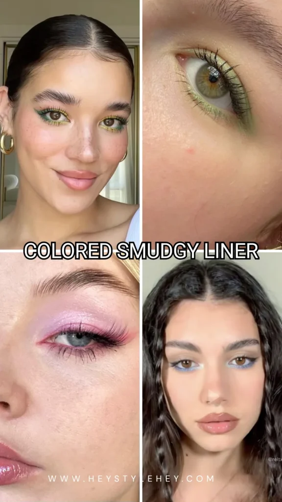 summer 2026 makeup trends - colored smudgy liner