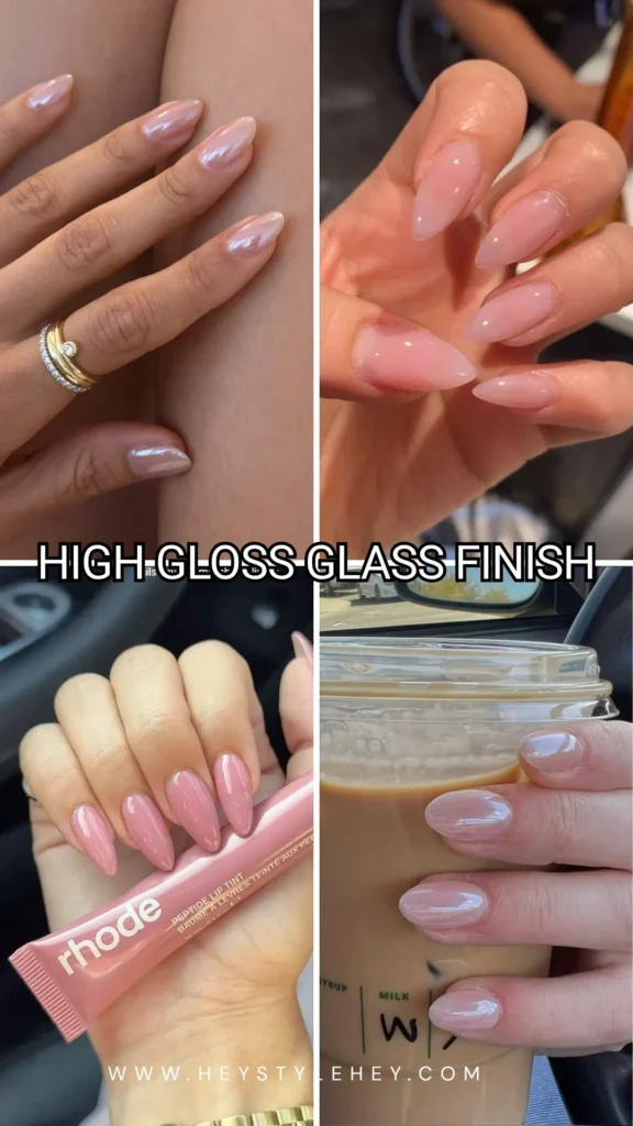 summer 2026 nail color trends - high gloss glass finish