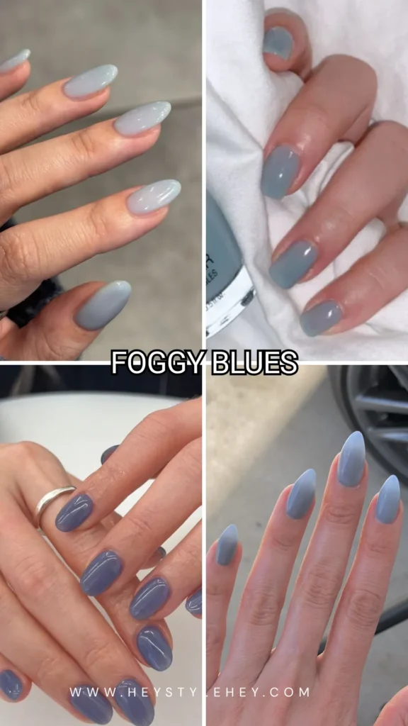 summer 2026 nail color trends - foggy blues