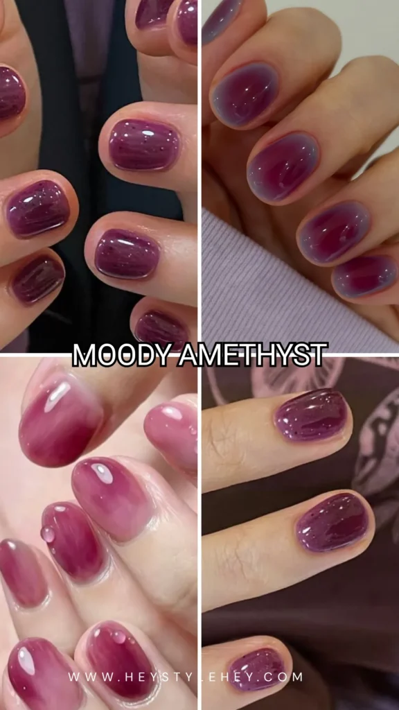 summer 2026 nail color trends - moody amethyst