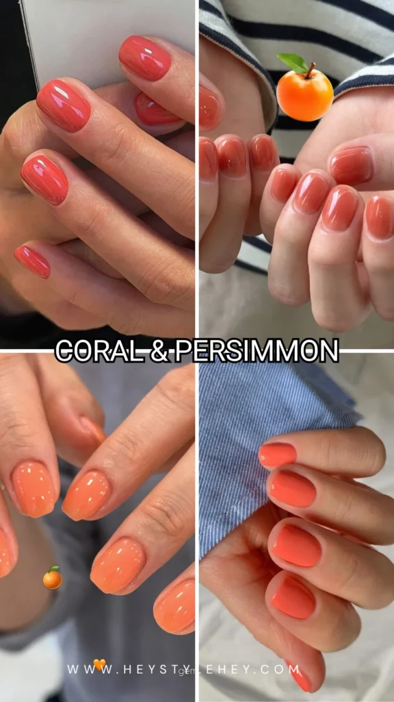 summer 2026 nail color trends - coral & persimmon