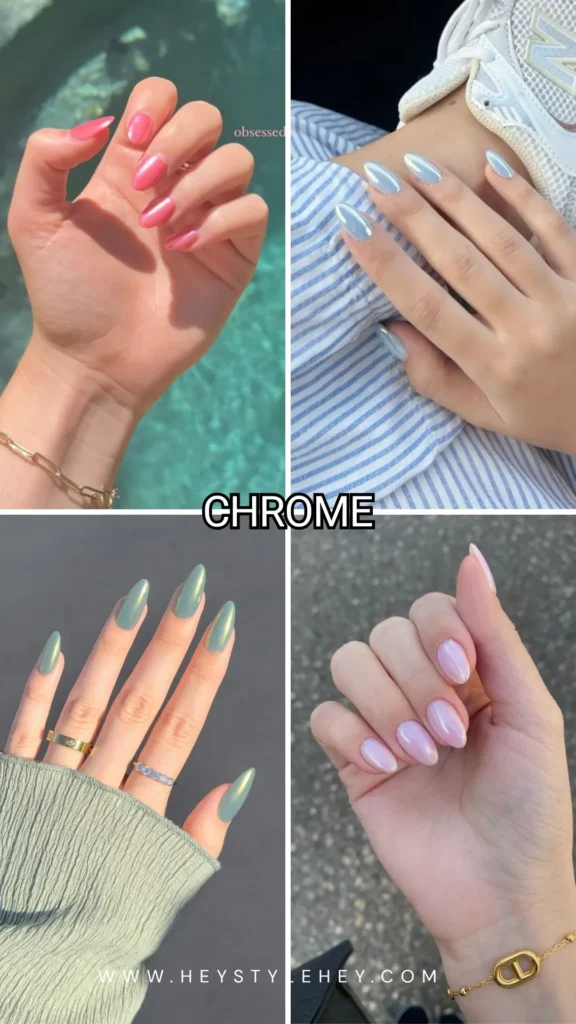 summer nail ideas - chrome
