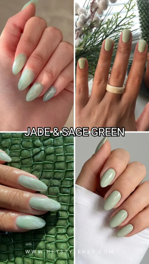 summer nail trends - jade and sage green