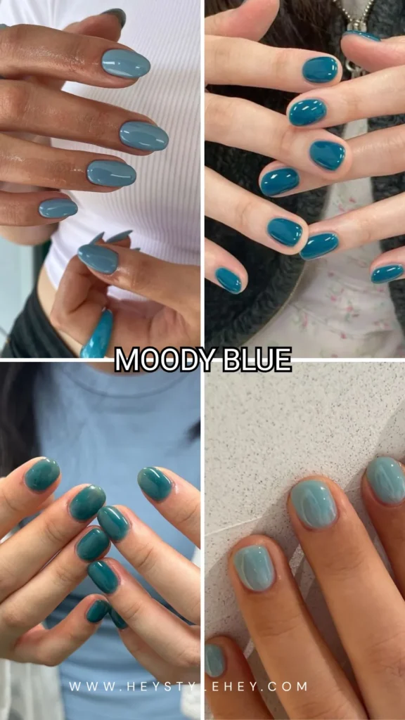 summer nail trends - moody blue