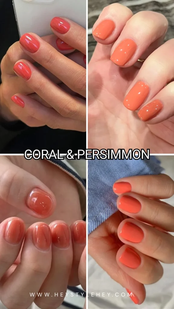 summer nail trends - coral and persimmon
