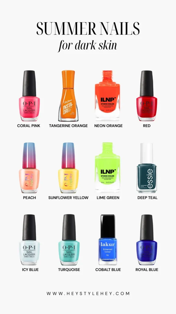 summer nail colors for dark skin