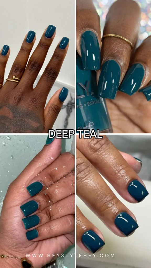 summer nail colors for dark skin - deep teal