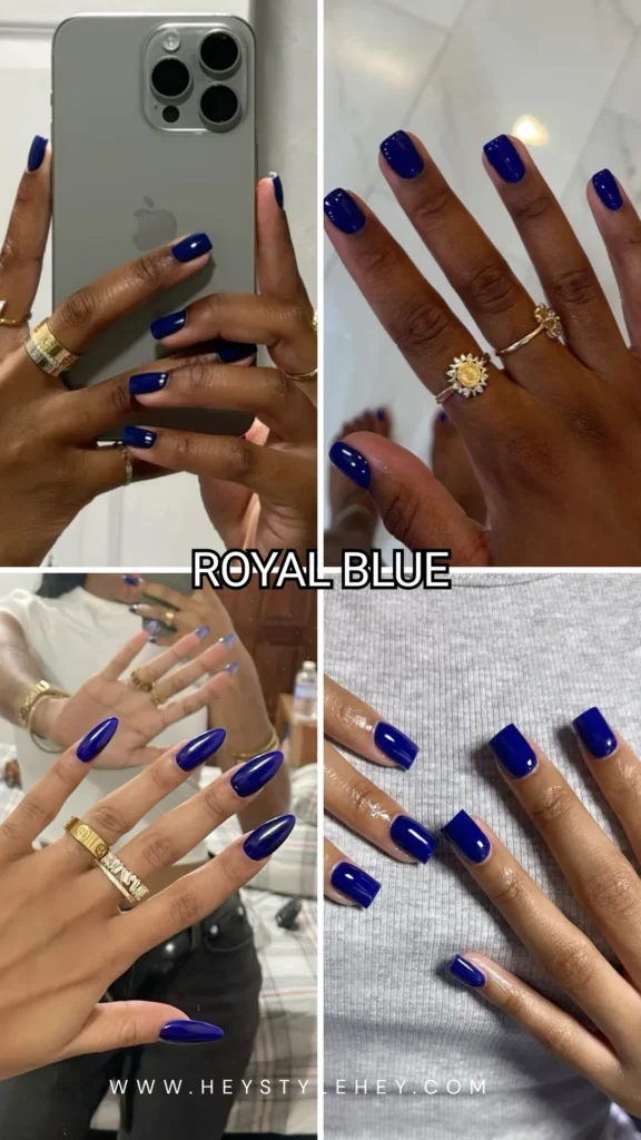summer nail colors for dark skin - royal blue