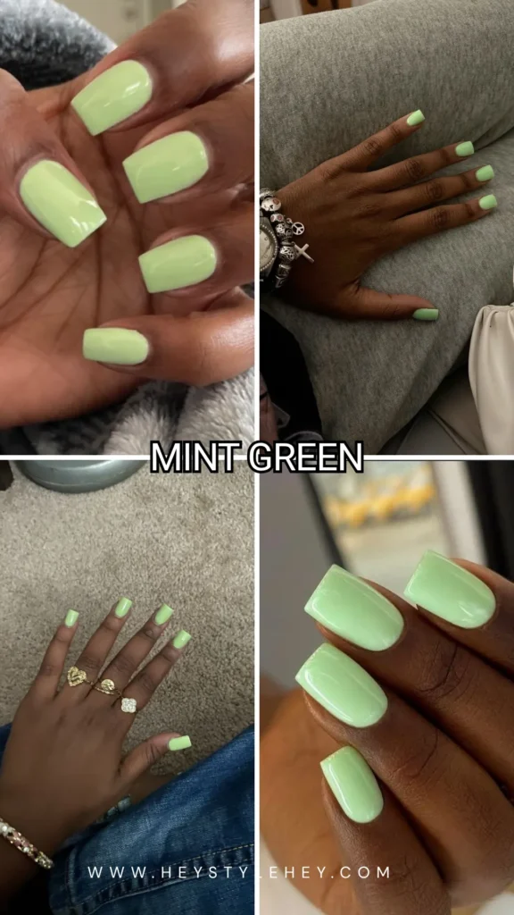 summer nail colors for dark skin - mint green