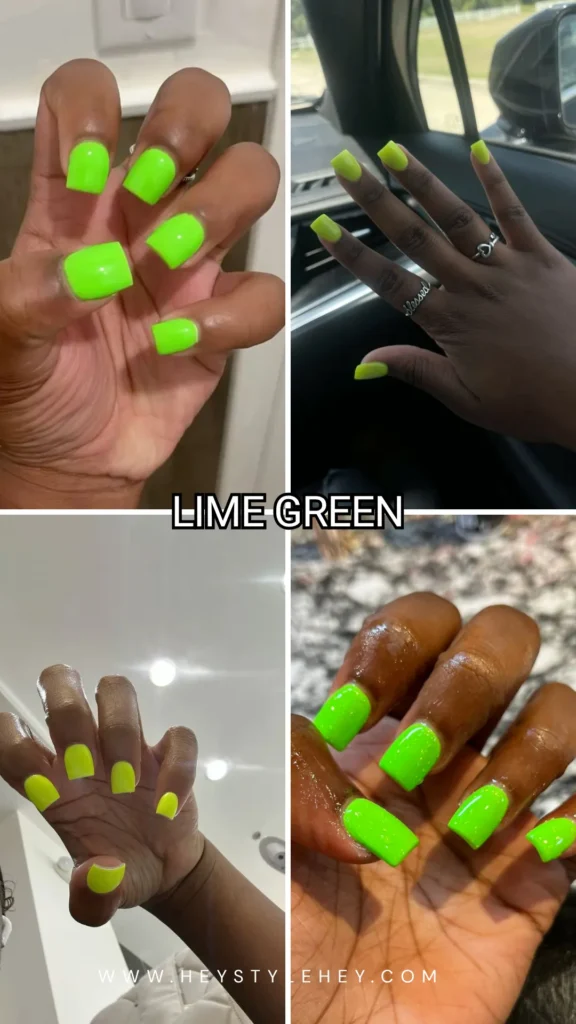summer nail colors for dark skin - lime green