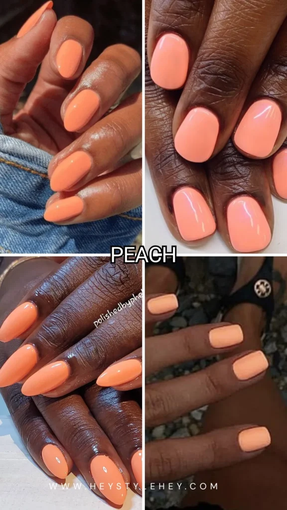 summer nail colors for dark skin - peach