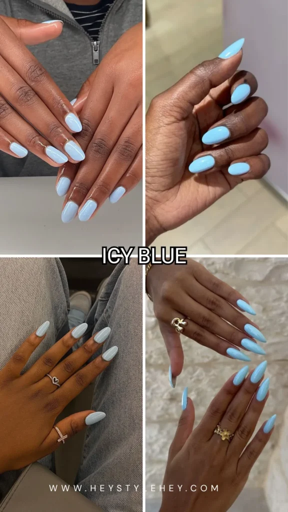summer nail colors for dark skin - icy blue