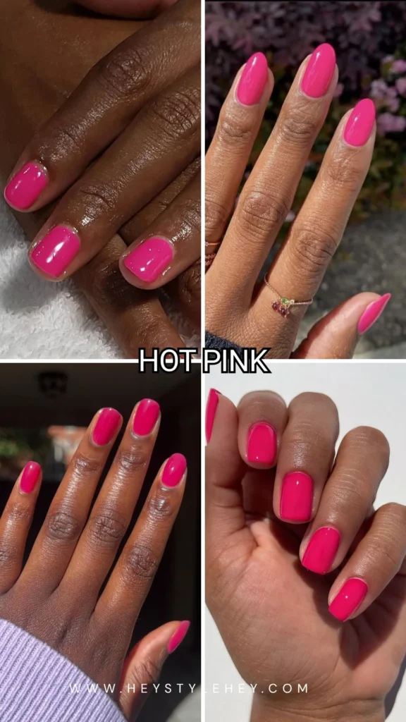 summer nail colors for dark skin - hot pink
